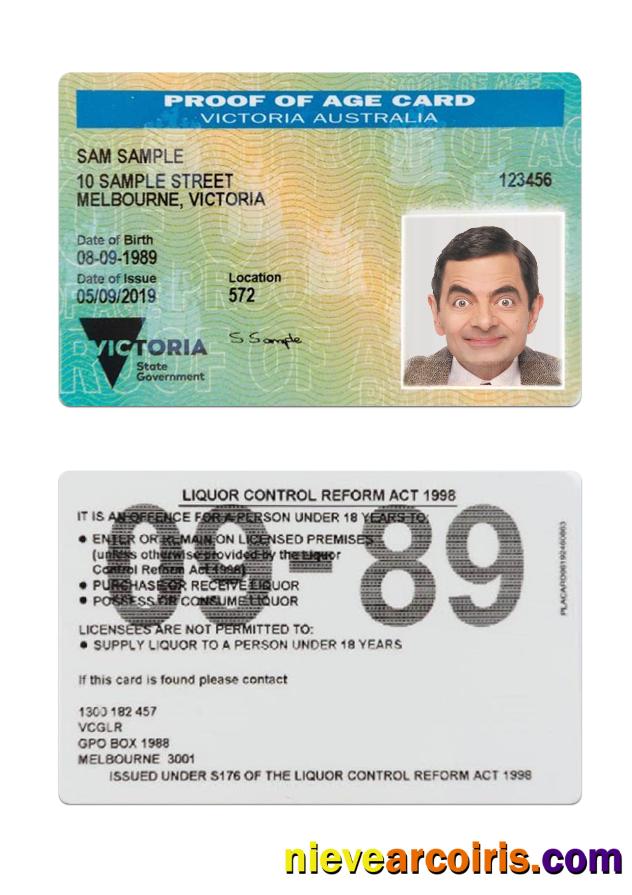 Australia Victoria proof of age card